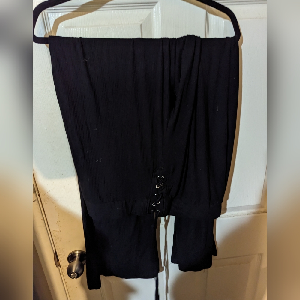 Killstar slo burn ribbed summer flare knit black goth pants festival xxl